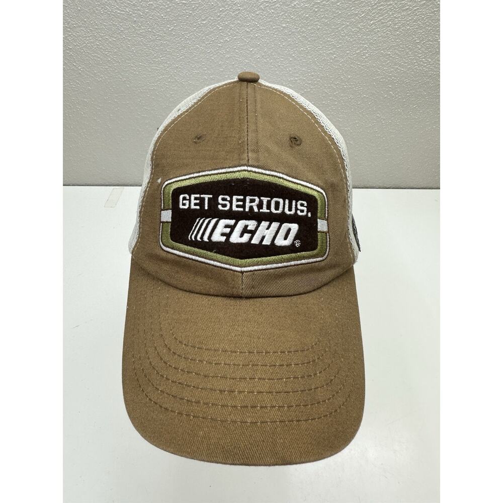 Echo Baseball Hat Be Serious Echo Brown Embroidered Logo Adjustable Cap